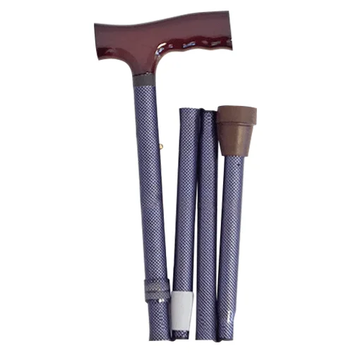 RG3020 01 Folding T Handle Walking Stick Folded Blue Check