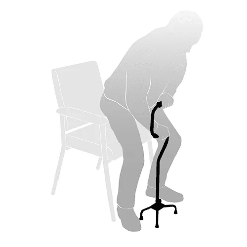 RGWS101 Crooked Quad Cane Human Using Quad