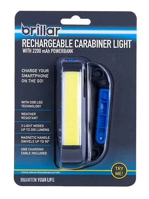 Cob LED Rechargeable Carabiner Light