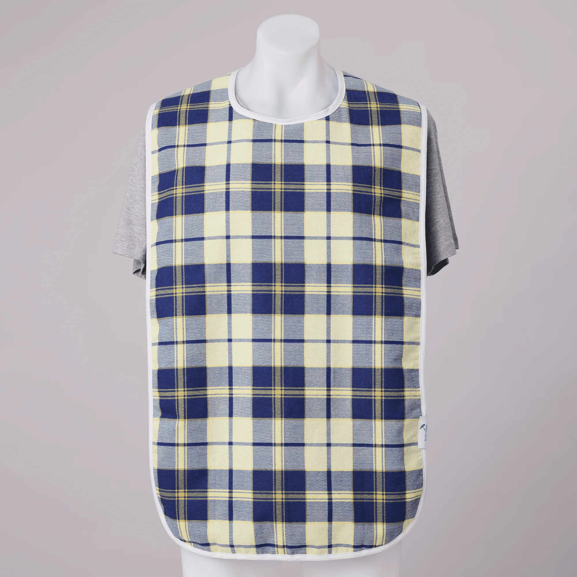 Bib Feeding Adult Navy Tartan1