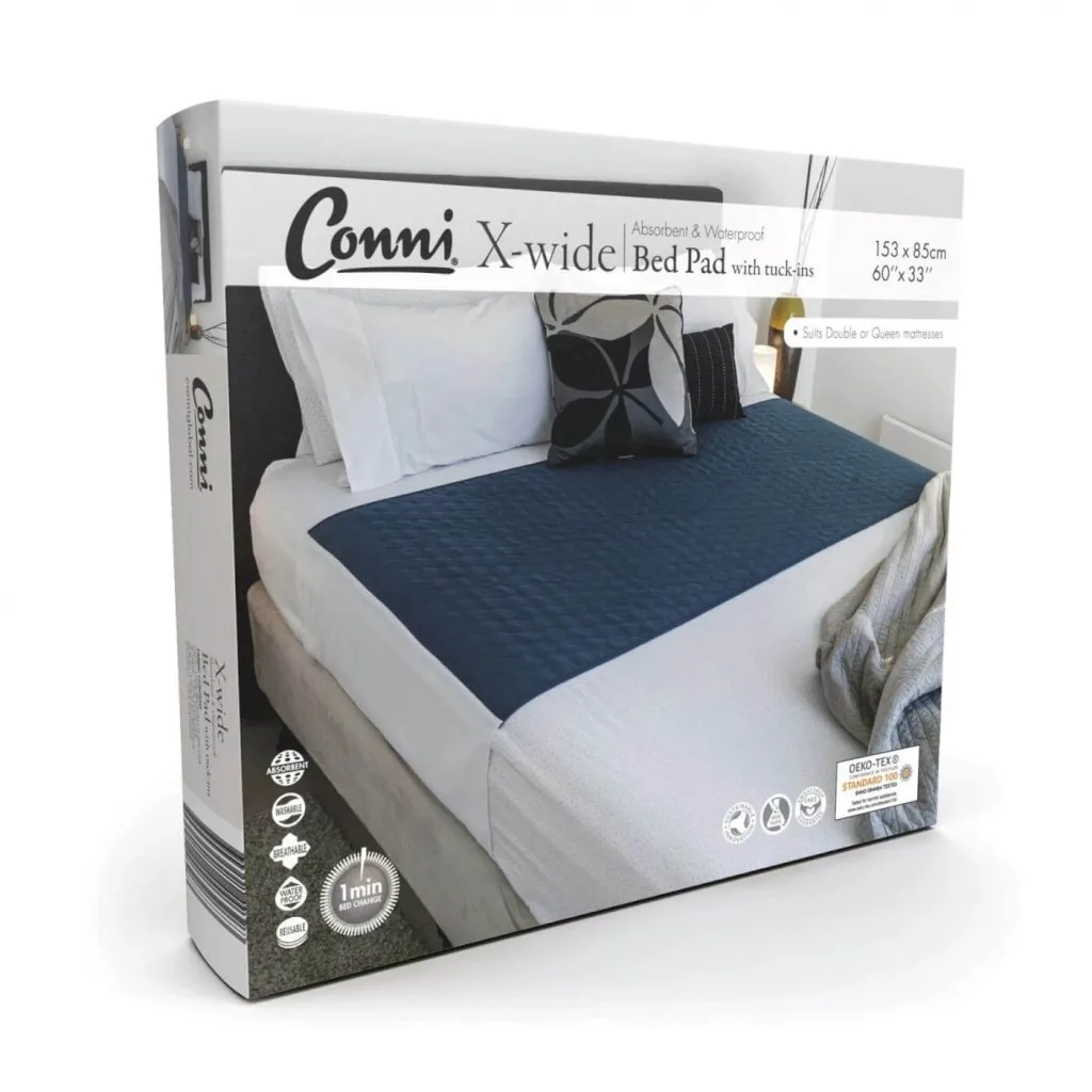 Conni Extra Wide Absorbent Waterproof Bed Pad With Tuck-ins - Suits Double & Queen