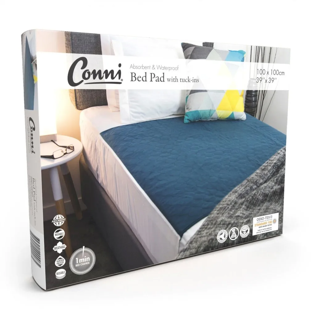 Conni Absorbent Waterproof Bed Pad With Tuck Ins - Suits Single & King Single